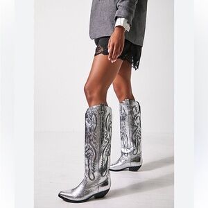Jeffrey Campbell Metallic Silver Patterned Boots